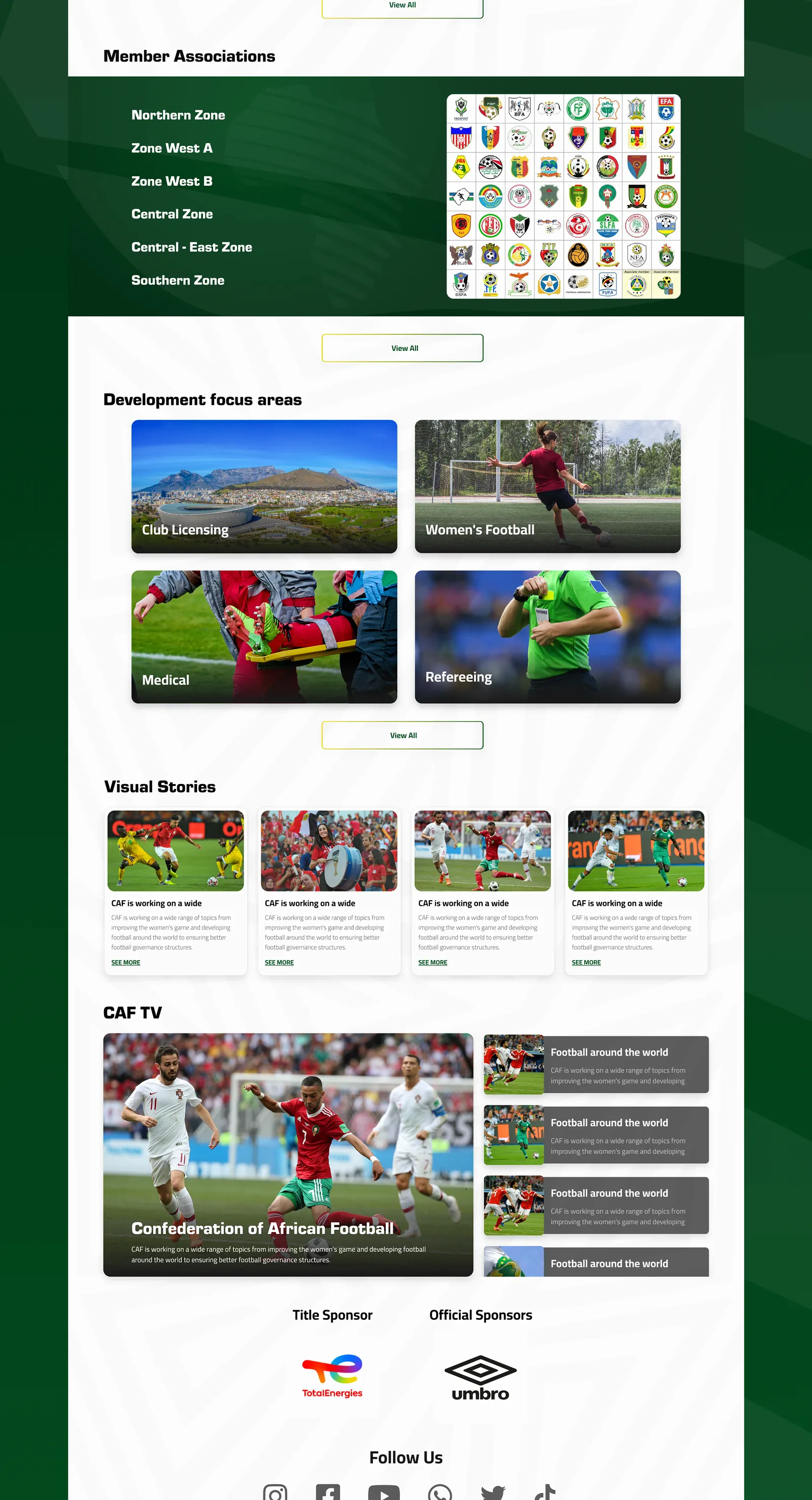 CAF: Member associations, development, visual stories and CAF TV