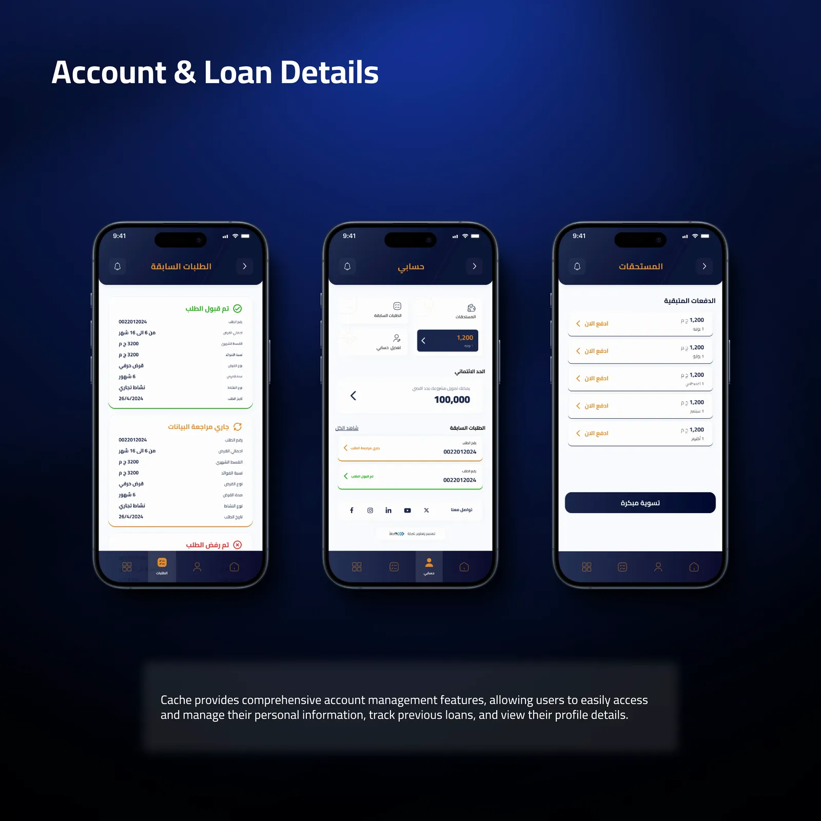 Cash: Account and loan details