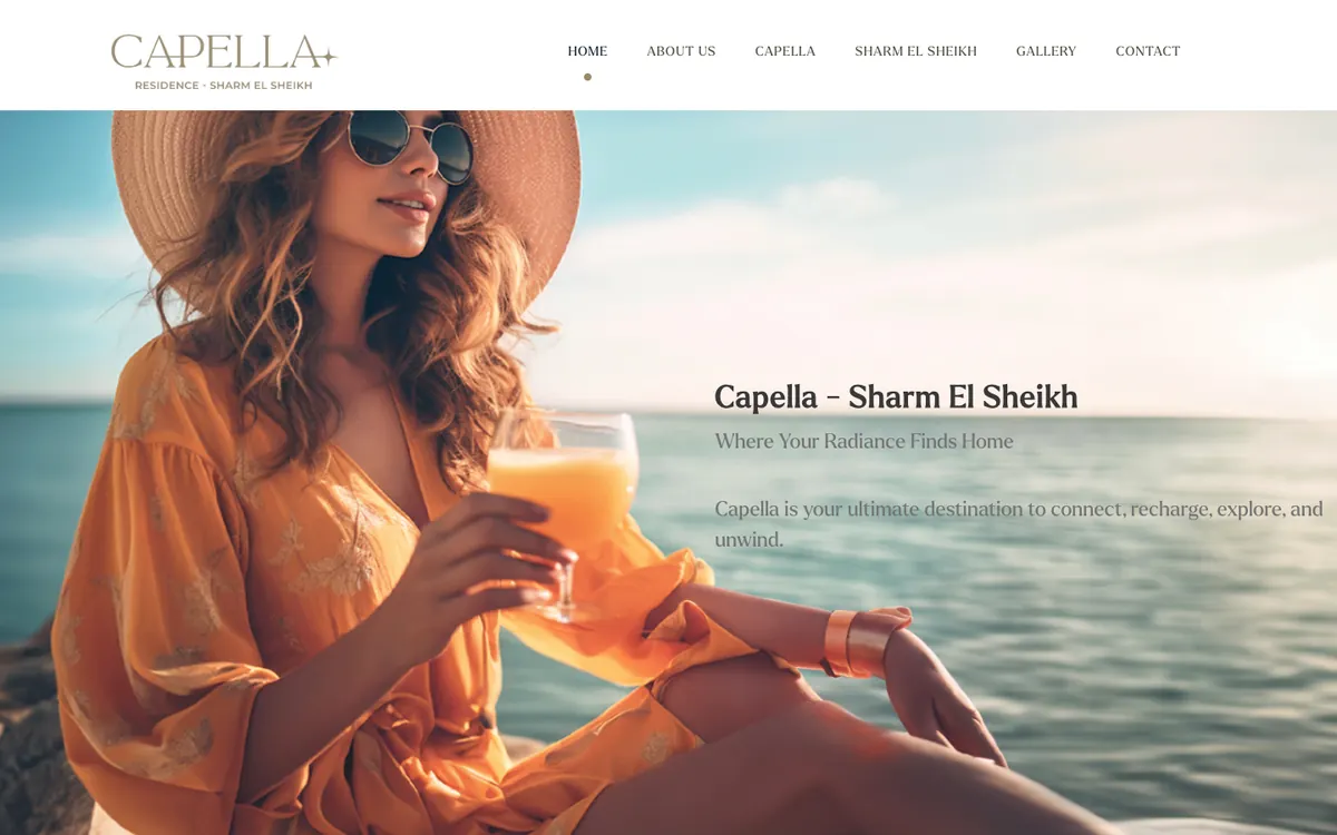Capella Sharm El Sheikh, desktop screen of the live site