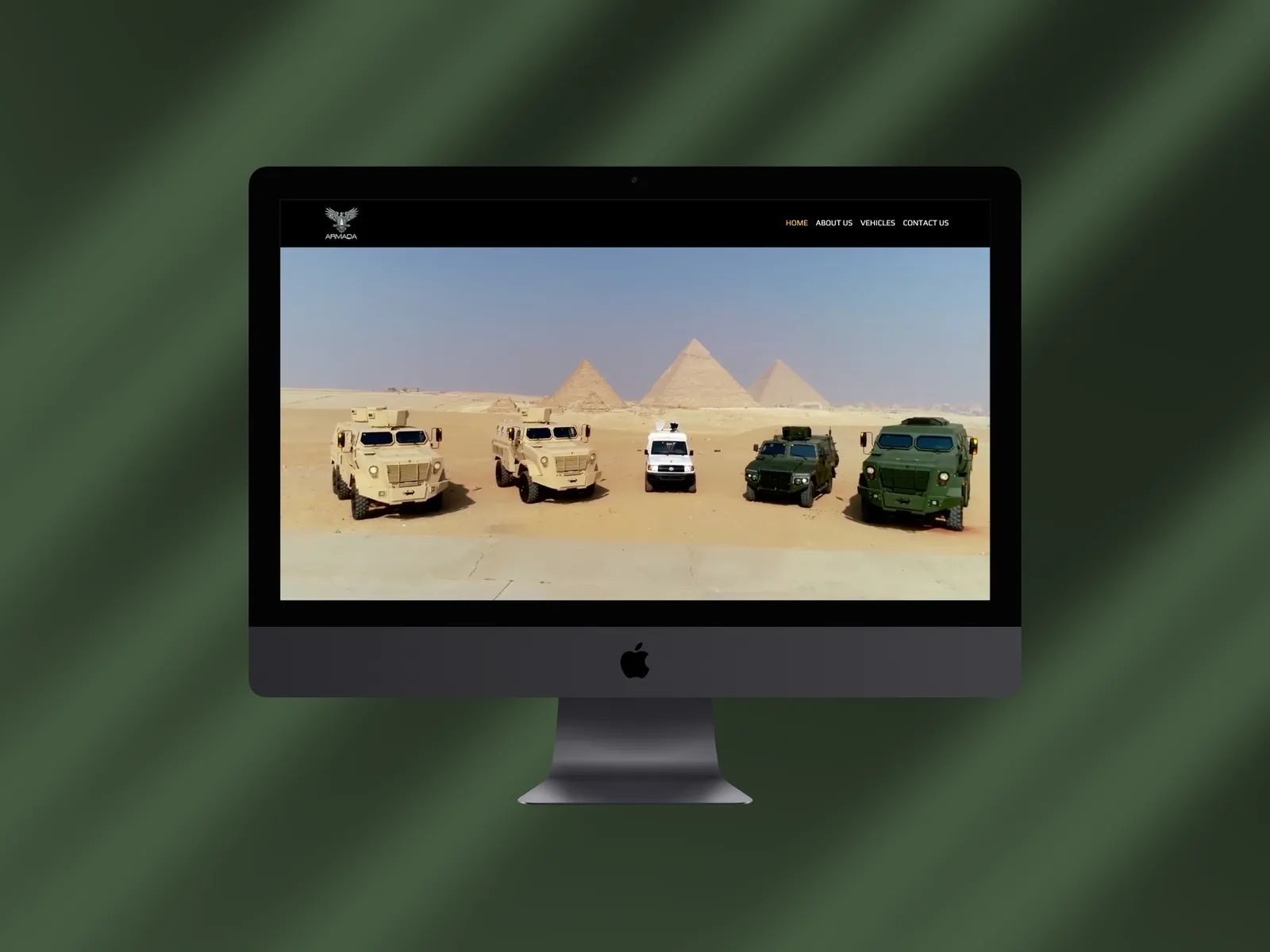 Armada, live site on a device mockup
