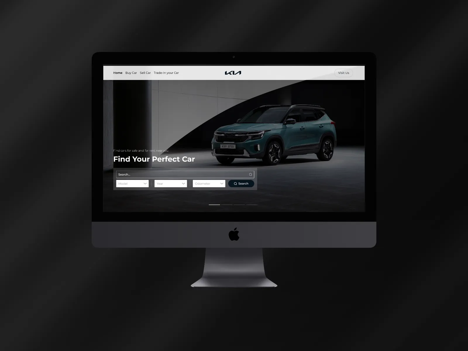 KIA, live site on a device mockup (view 2)