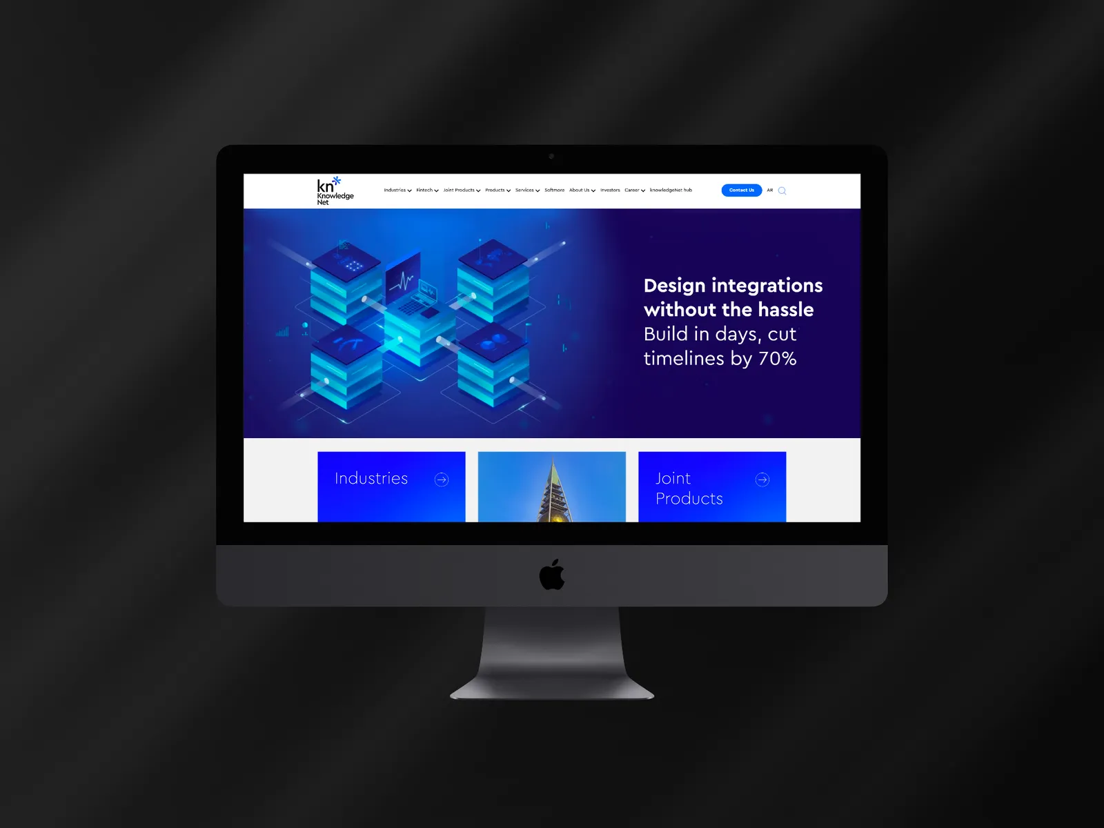 knowledgeNet, live site on a device mockup