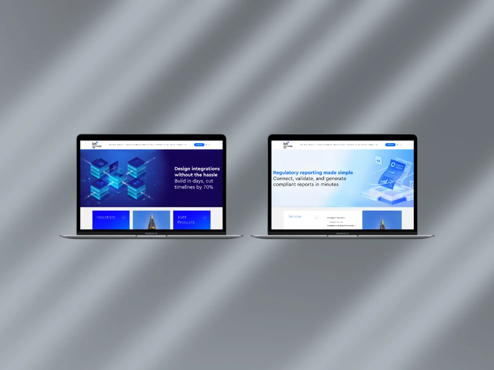 knowledgeNet, live site on a device mockup (view 2)