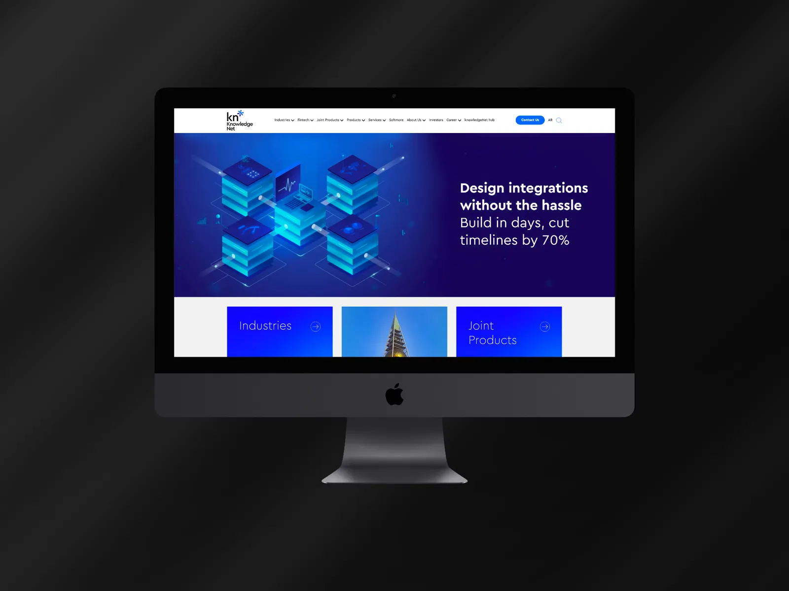 knowledgeNet, live site on a device mockup (view 3)