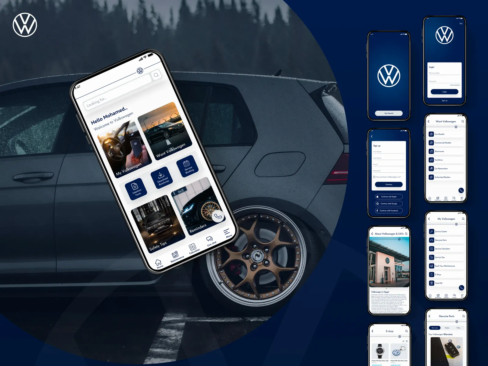 Volkswagen, live site on a device mockup