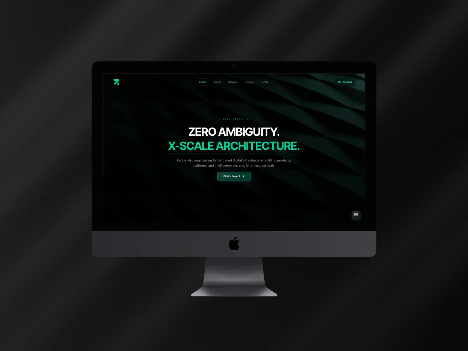 Zaxa Studio, live site on a device mockup